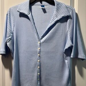 Old Navy Light Blue Ribbed Casual Shirt